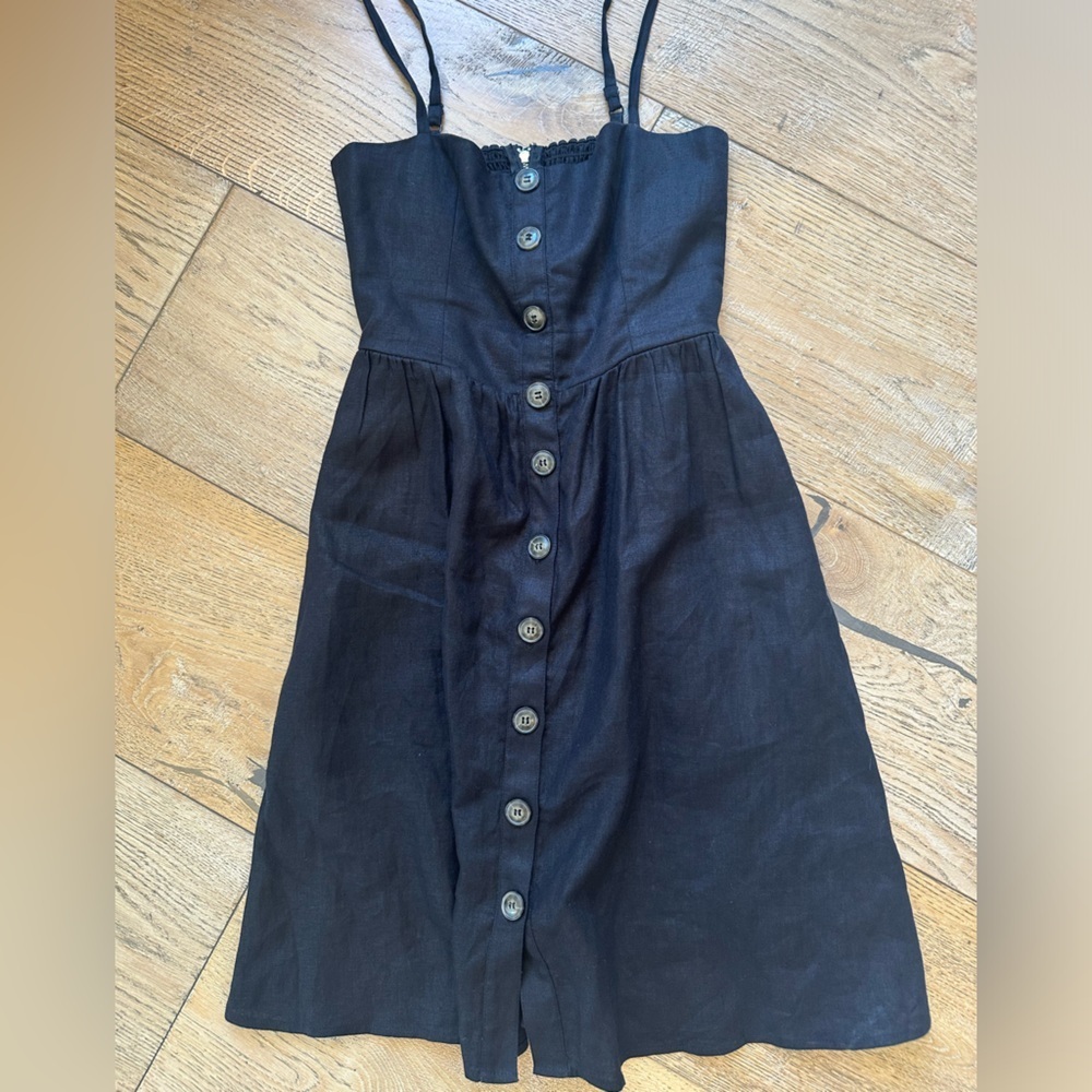 Black reformation button down dress zipper in back size 2